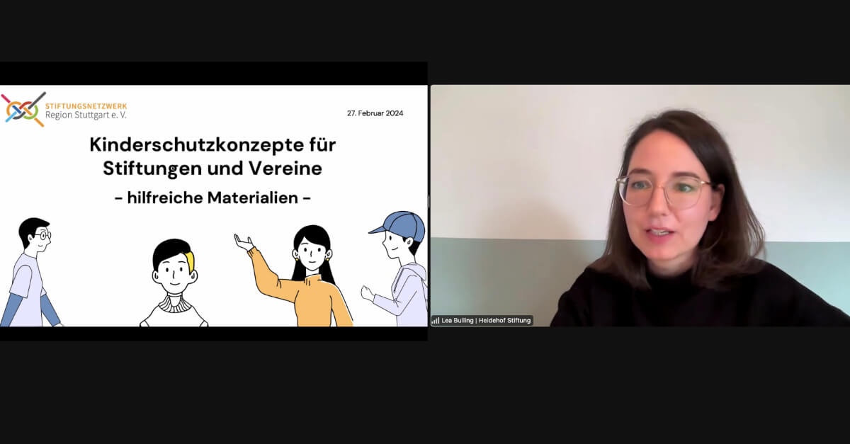 Screenshot Onlinetreffen Kinderschutzkonzepte für Stiftungen und Vereine